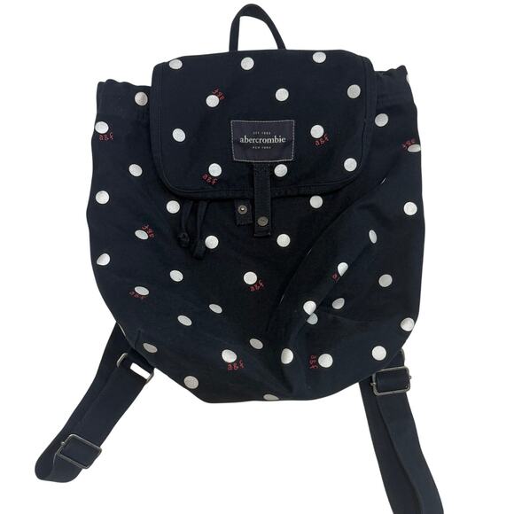 unisex Abercrombie & Fitch cotton drawstring polka dot backpack BT 3010 - Picture 1 of 10
